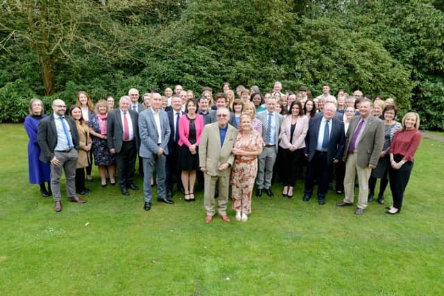 Patrick Cordingley (centre) celebrates his retirement with colleagues at Chattertons Solicitors & Wealth Management EMN-190621-121134001