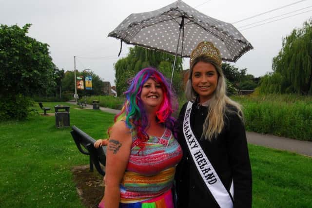 Jane Peck of Rainbow Foyers on the Walk for Autism Pride with Mrs Galaxy Ireland. EMN-190624-143023001