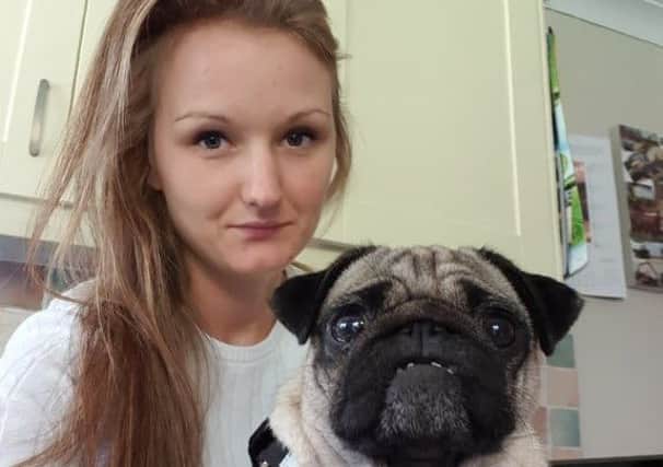 Stephanie Newton with her beloved pug, Sky, which was killed in a hit and run incident. EMN-190625-112447001