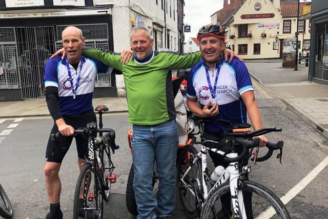 Pete Goy, Dan Riggall (support rider) and Owen Koslow.
