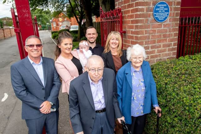 Connie's daughter Cynthia (right), together with four generations of her family, including baby Connie. Picture: John Aron.