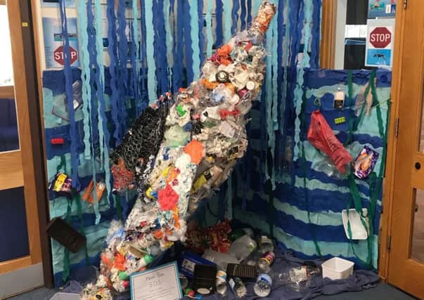 The plastic dolphin created by pupils at Horncastle Primary School. EMN-190107-104929001