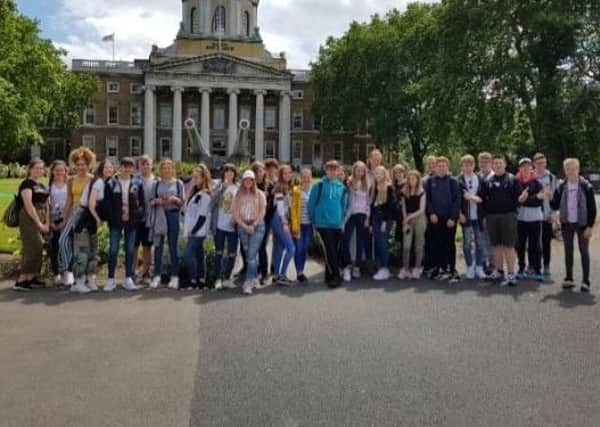 Pupils are pictured during their recent visit to London as part of their GCSE studies.