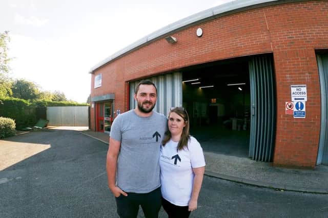Darren and Heather outside the building in North Holme Road, Louth.