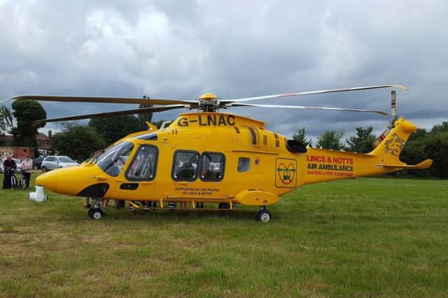 The Lincs and Notts Air Ambulance was called in to the Drivers 4 Defibs fun day after a man collapsed in the tug of war. EMN-190907-114841001