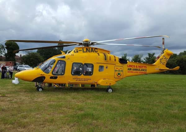The Lincs and Notts Air Ambulance was called in to the Drivers 4 Defibs fun day after a man collapsed in the tug of war. EMN-190907-114841001