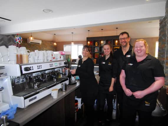 Opening day for the new Insomnia coffee shop at Holdingham. from left - Rachael Hockmeyer, Jasmin Slingsby, Christian Slingsby and Selina Wilkinson.