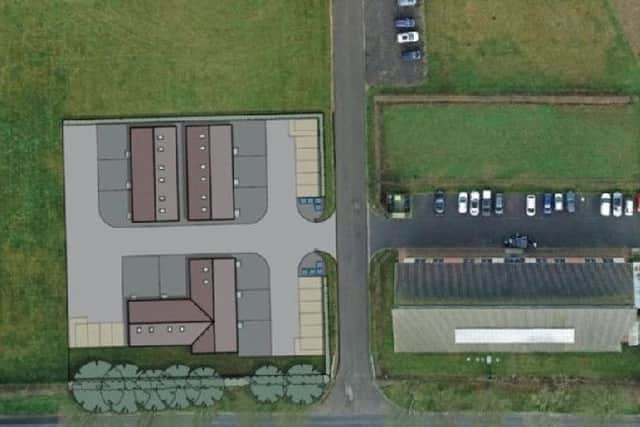 A site layout for the new buildings proposed for the Highcliffe Business Park, Ingham EMN-190507-150830001