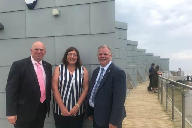 Celebrating the start of summer are Lincolnshire County Council's executive member for economy and place Coun Colin Davie; Lisa Collins, manager of the Lincolnshire Coastal Destination BID; and Coun Steve Kirk, ELDC portfolio holder for coastal economy.