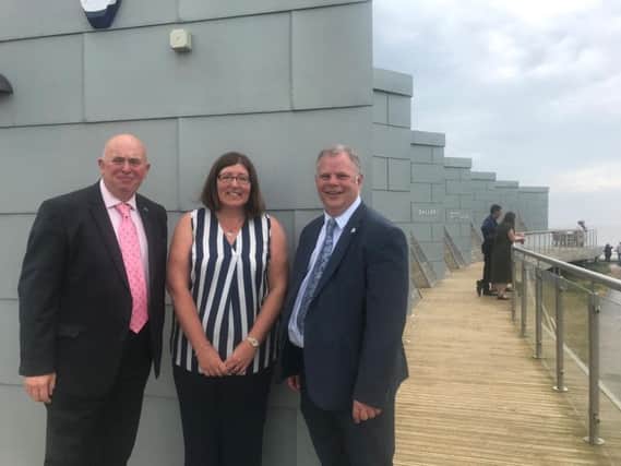 Celebrating the start of summer are Lincolnshire County Council's executive member for economy and place Coun Colin Davie; Lisa Collins, manager of the Lincolnshire Coastal Destination BID;  and Coun Steve Kirk, ELDC portfolio holder for coastal economy.