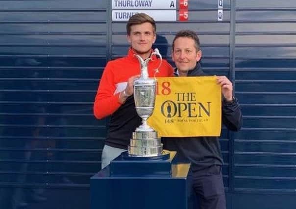 Ashton Turner with coach Paul Spence - the pair both made their Open Championship debut in 2018 EMN-191107-104037002