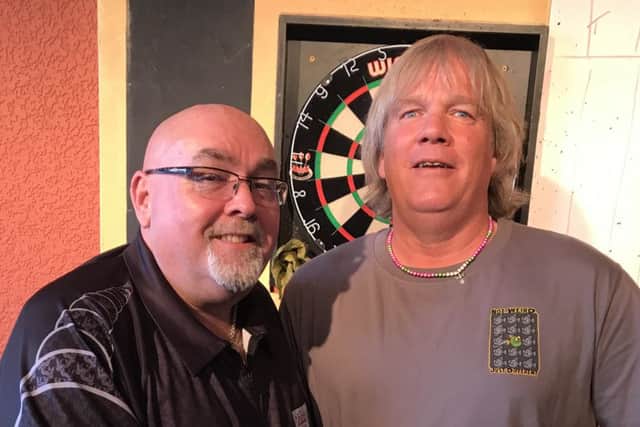 BDO and PDC pro Tony O'Shea took on local players at the SeaviewPub Skegness this weekend. He is pictured with Rob Pomeroy.