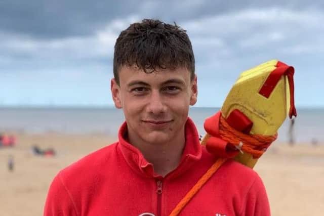 RNLI lifeguard Lewis has been praised after rescuing a teenager.