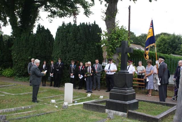 Peace Day commemoration at Market Rasen Cemetery.
Photo courtesy of De Aston School EMN-190727-085622001