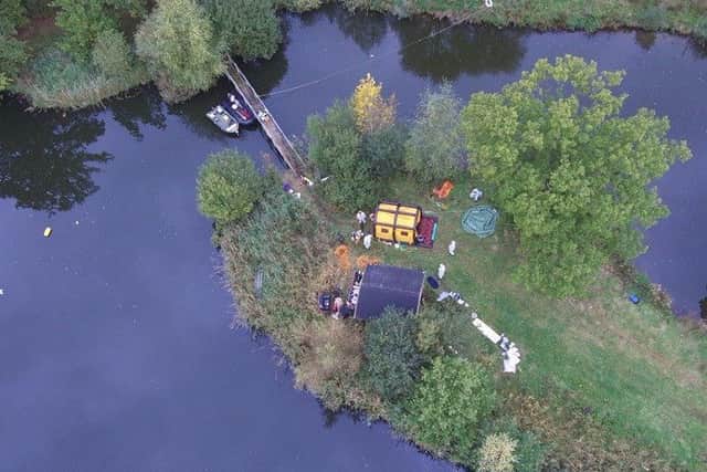 Emergency services and armed forces attended the scene at Stixwould Lake (October 2017).