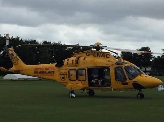 The air ambulance landed in Skegness cricket ground.