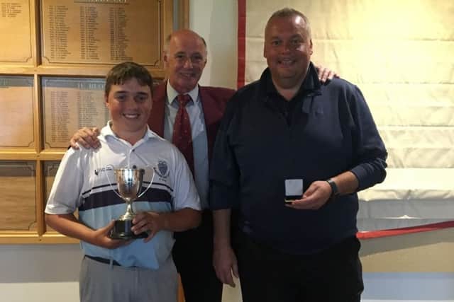 Mick Baines (left) and Ken Kerr with club captain Mick Walton EMN-190108-120001002