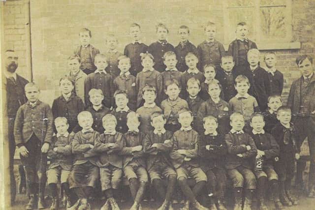 The man on the left of this old image is John Nightingarl, Head Master of William Alvey School from 1870 to 1910. He would have agreed on the architect's plans of 1910. EMN-190829-165704001