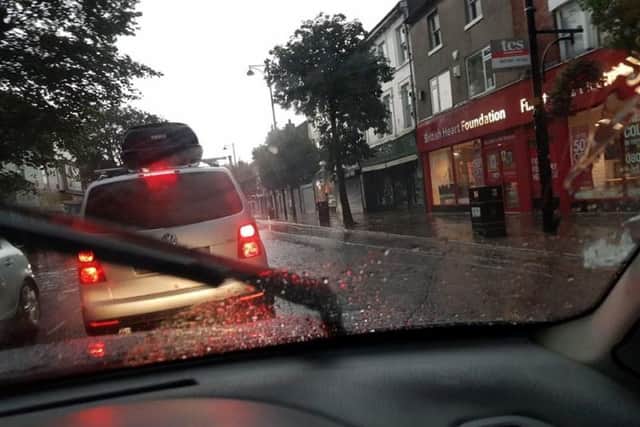 Pavements in Drummond Road, Skegness, were under six inches of water.