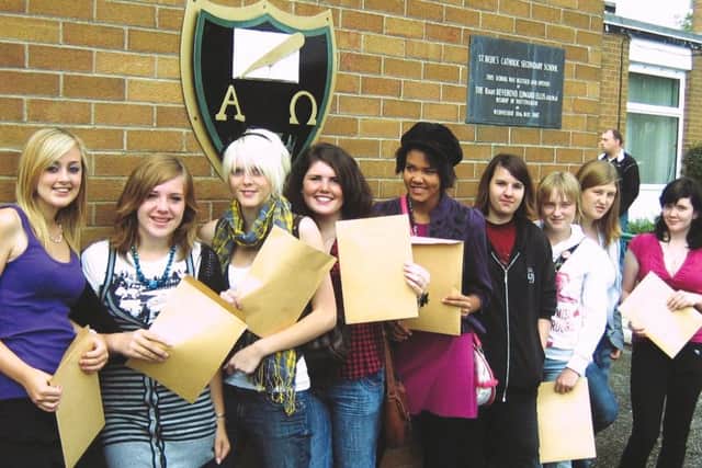 St Bede's pupils on GCSE results day 10 years ago.