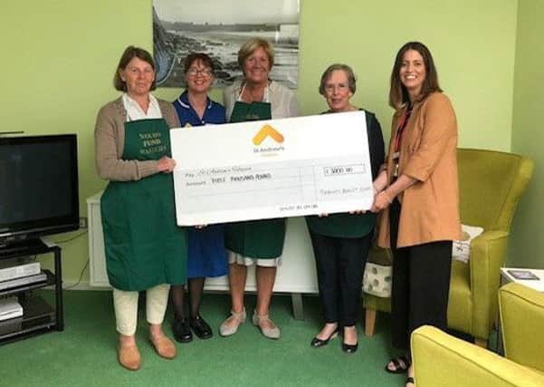Wolds Fundraisers has donated £3.000 to St Andrew's Hospice at Grimsby. Pictured are Elizabeth Raybone, Jo Cleland, Sue Sutcliffe, Anne Brearley and Becky Darnell. EMN-190829-172747001