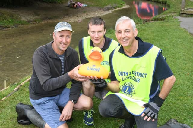Louth Duck Race hosted by Louth Lions. L-R Stuart Wilkinson, Peter Moore, Malcolm Lamb.