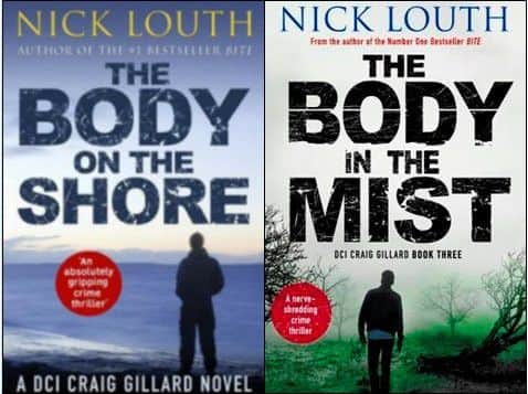 The front covers of the two latest thriller novels by Nick Louth.