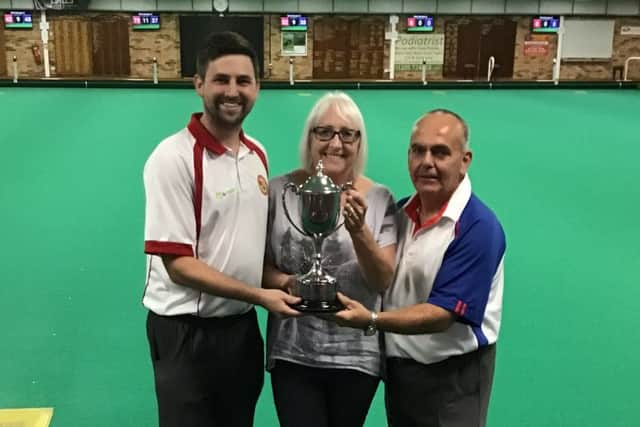 Matt Whyers and Mark Brown with Patsy O'Callaghan.