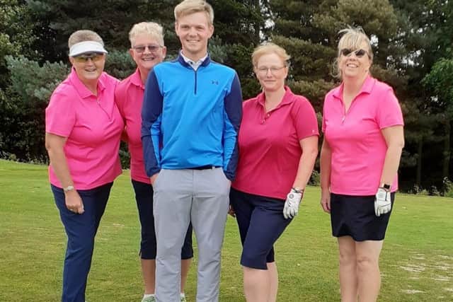 The winning team with Kenwick Park's English interbnatuional Sam Done, from left - Linda McLoughlin, Lesley Ince, Sam Done, Donna Wood and Karen Archer EMN-190809-130329002