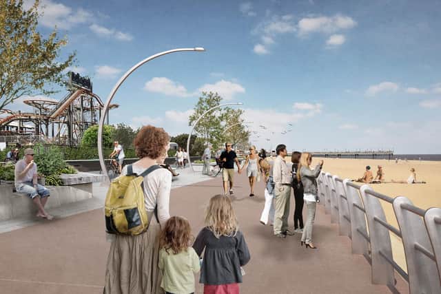 Artist's impression of one of the projects identified for Skegness by East Lindsey District Council in the Foreshore Masterplan, work on part of which is due to begin this autumn. It is now hoped more of the vision can be achieved.