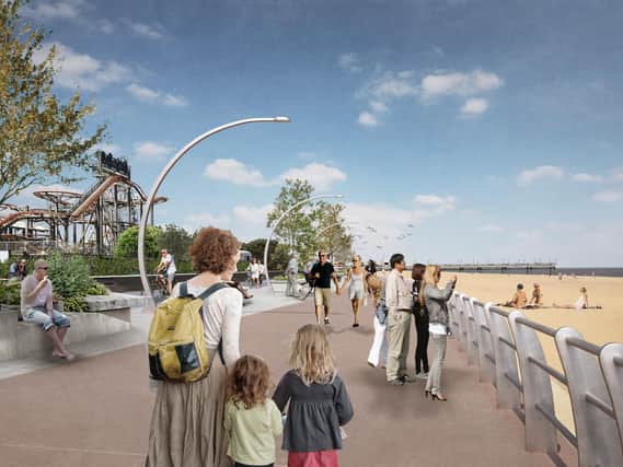 Artist's impression of one of the projects identified for Skegness by East Lindsey District Council in the  Foreshore Masterplan, work on part of which is due to begin this autumn. It is now hoped more of the vision can be achieved.