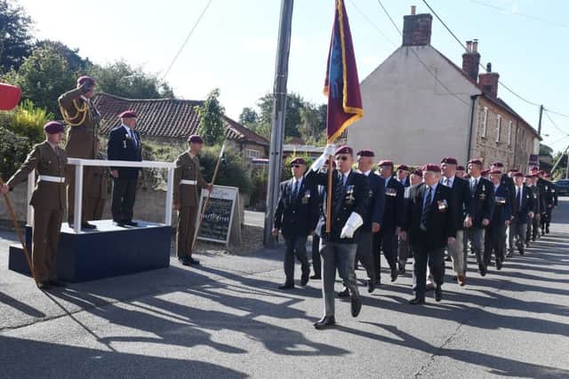 Caythorpe parade of Paras and Arnham veterans for 75th anniversary service. EMN-190909-172634001
