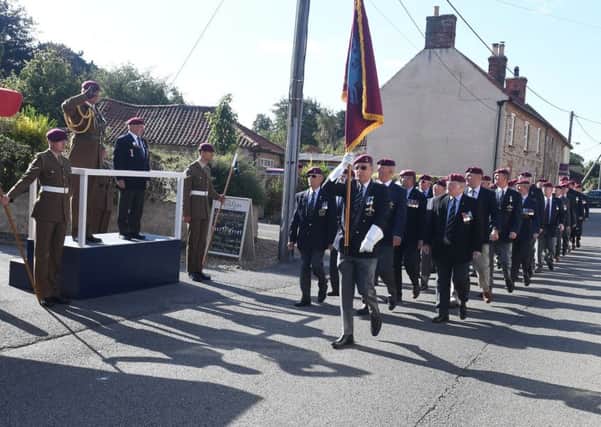 Caythorpe parade of Paras and Arnham veterans for 75th anniversary service. EMN-190909-172634001