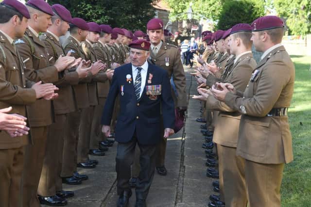 Caythorpe parade of Paras and Arnham veterans for 75th anniversary service. EMN-190909-172747001