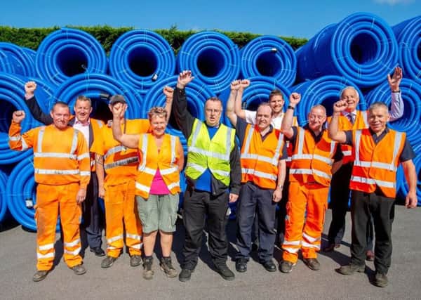 Management and staff at Polypipe in Horncastle celebrate the 40th anniversary - and  exciting news about expansion.