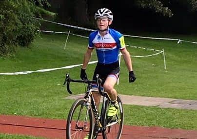 Jensen Windsor crosses the finish line all alone to win the British Schoolboys Cyclo-cross Championships EMN-191209-114855002
