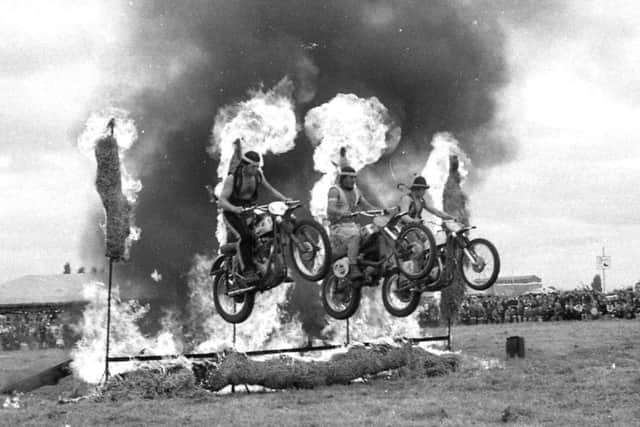 Other stunts saw them mount ramps and then fly over several bodies and even a car before hitting the ground again.