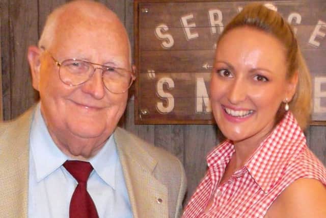 Vocalist Amanda Watton being welcomed by speaker arranger John Davies at the latest meeting of the Boston Millennium Probus Club.