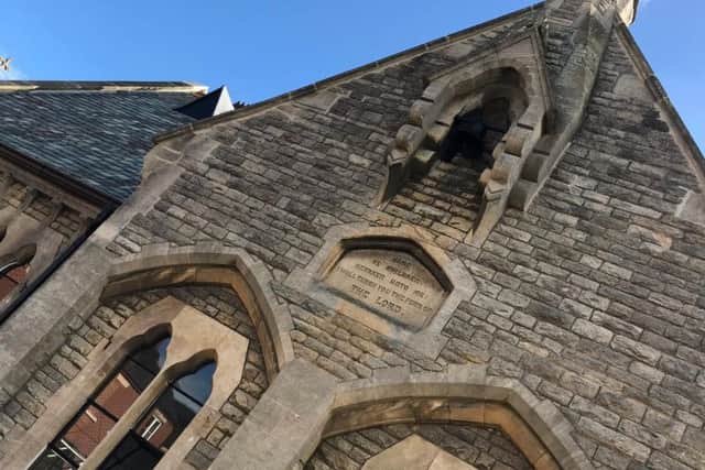 God fearing words to young pupils on the front of the former Quarrington Infants School.