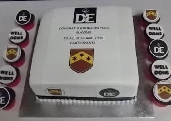 The commemorative cake made for the Duke of Edinburgh celebration evening. EMN-190930-181817001