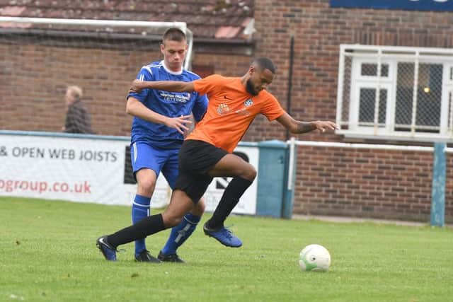 Boston Town v Lutterworth football action.