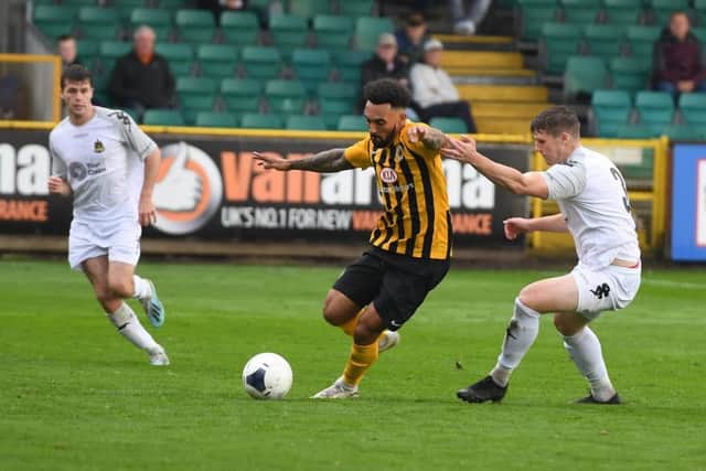 Boston United v Southport football action.