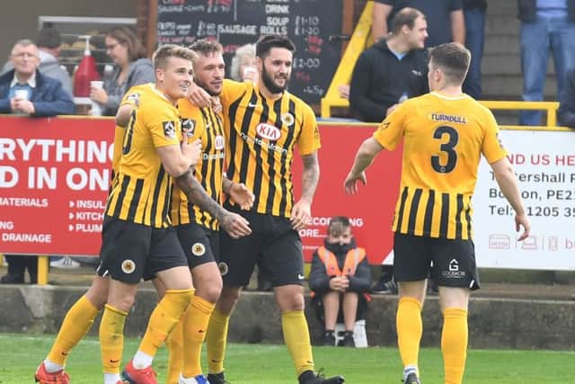 Boston United v Southport football action.