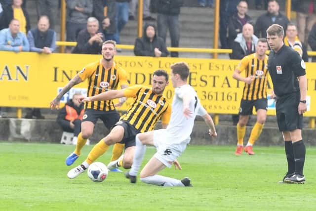 Boston United v Southport football action.