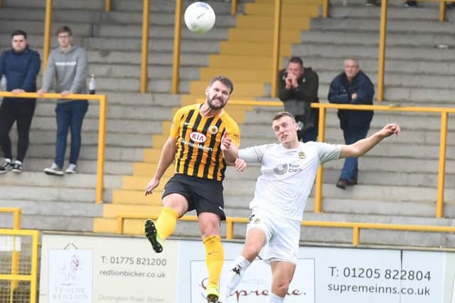 Boston United v Southport football action.