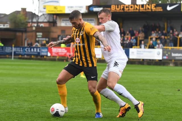Boston United v Southport football action.