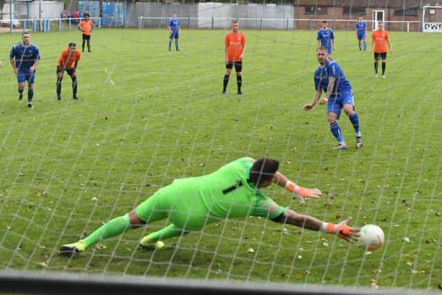 Boston Town v Lutterworth football action.