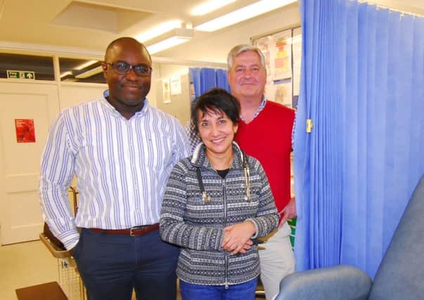 Three of the Sleaford Medical Group Partners Dr Gaspar Da Silva, Dr Vindi Bhandal and Dr Elton Pardoe. EMN-190810-113940001