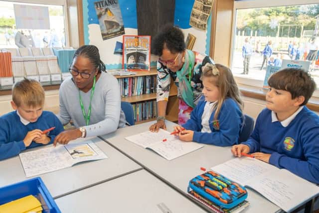 The visitors and children shared their work at Grimoldby Primary School.