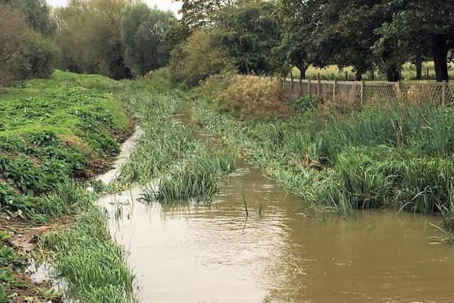 Water levels in the Old River Bain earlier this month. Picture: Andrew Neal.